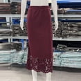 thumbnail image 7 of Gamivast Womens Midi Skirts High Waisted Elastic Waist Elegant Mermaid Bodycon Skirt Laser Cut Hollow Out Floral Skirt Hem Slim Fit Evening Party Cocktail, 7 of 7