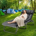 thumbnail image 3 of Folding Lounge Chair with Mattress, 4 Position Adjustable Folding Sleeping Bed Cot Patio Chaise Lounge Chairs Perfect for Sunbathing, Camping, Pool, Beach, Patio, 3 of 6