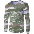 thumbnail image 4 of TSADFHJI Mens T-Shirts Graphiques 2Xlt Mens Shirts Manches Longues Camouflage Imprimé Col Rond T-Shirt Col Rond Blouse Légère Hauts L Vert Armée, 4 of 4