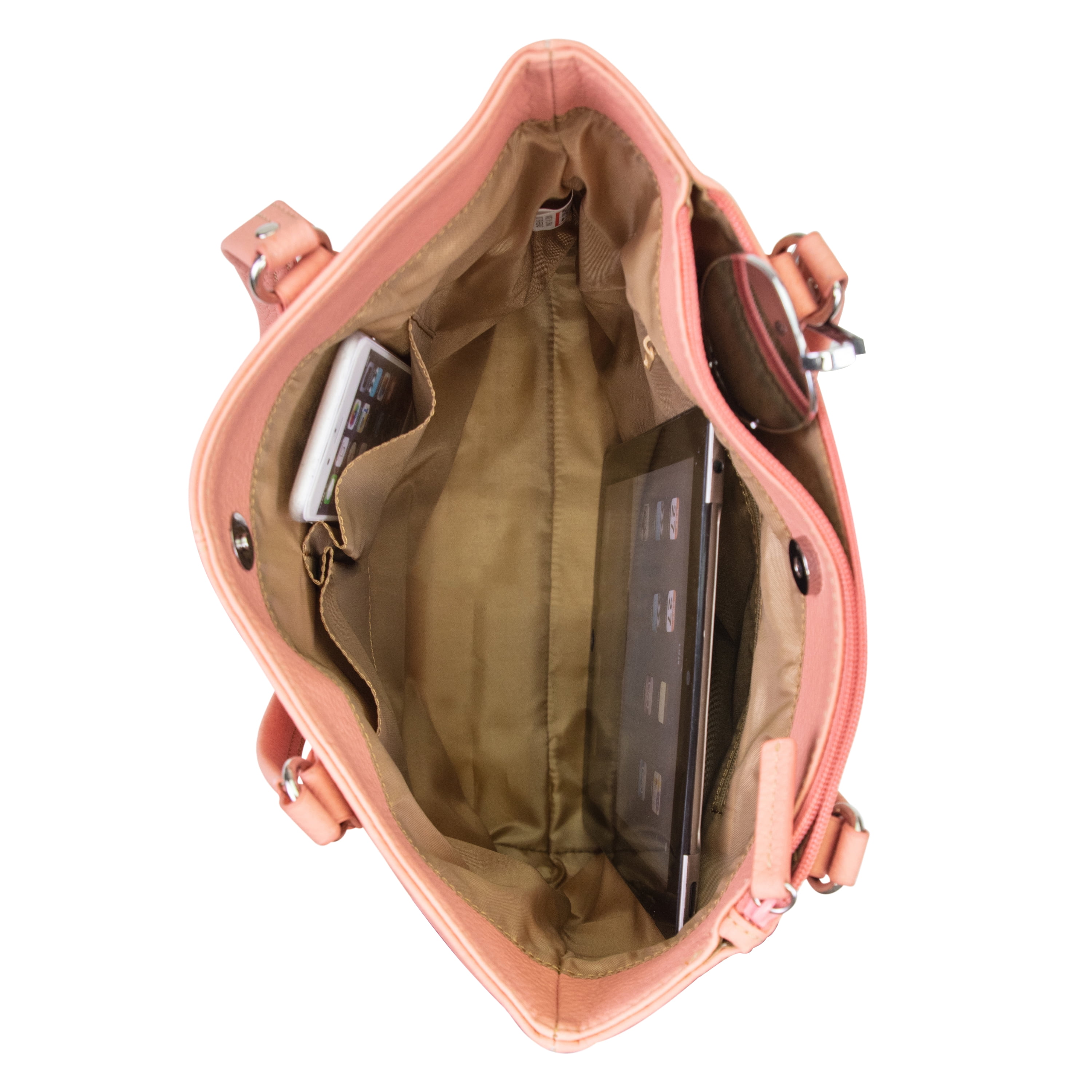 Koltov Vegan Leather Lexi Tote, Salmon