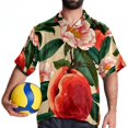 thumbnail image 4 of Peach Men's Short Sleeve Poplin Shirt, Button Down Casual Summer Beach Printed Unisex Shirt, 4 of 6