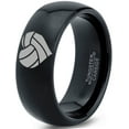 thumbnail image 1 of Tungsten Heart Shaped Volleyball Ball Band Ring 8mm Men Women Comfort Fit Black Dome Polished, 1 of 4