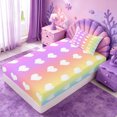 thumbnail image 4 of meiyoeat Rainbow Heart Print Twin Sheets,Cute Love Pattern Bedding For Girl,3-Piece,1 Fitted Sheet and 1 Pillowcase, 4 of 6