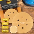 thumbnail image 2 of Dura-Gold - Premium - 240 Grit 6" Gold Hook & Loop 6-Hole Sanding Discs for DA Sanders - Box of 50 Sandpaper Finishing Discs for Auto and Woodworking, 2 of 5