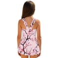 thumbnail image 2 of Xixirimido Pink Butterfly and Cherry Blossom Print Girls Swimsuit One Piece UPF 50+ Skirted Bathing Suit Modest Beach Swim Dress with Built-in Shorts for Kids, 3-4 Years, 2 of 7