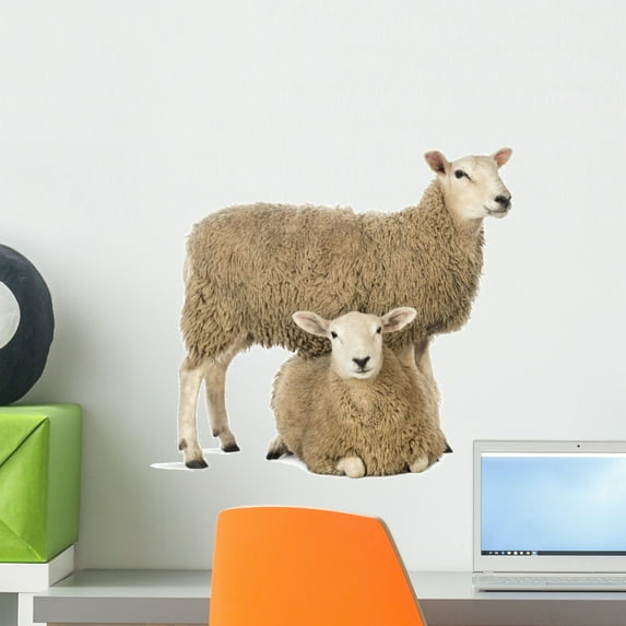 Sheep Standing over Another Wall Decal by Wallmonkeys Peel and Stick Graphic (18 in W x 18 in H) WM227660