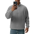 thumbnail image 6 of ASDFVBKG Men's 1/4 Zip Soft Polar Fleece Pullover Stand Collar Lightweight Long Sleeve Sweatshirts Outerwear Warm Fall Winter Solid Color Outfits Gray S, 6 of 6