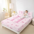 thumbnail image 3 of Erosebridal Pink Bowknot Personalized Initial H Queen Sheet Sets 4 Pieces,Japanese Style Sakura Bed Set,Microfiber Bedroom Decor, 3 of 5