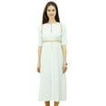 thumbnail image 1 of Phagun Women White Rayon Kurti Lace Work Chic Kurta Zipper Front Slit Tunic - 10, 1 of 7