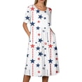 thumbnail image 4 of Women's 250th Anniversary Independence Day Round Neck Casual Dress with Pockets Short Sleeve Patriotic Printed Summer Tunic Watermelon Red XXL, 4 of 6