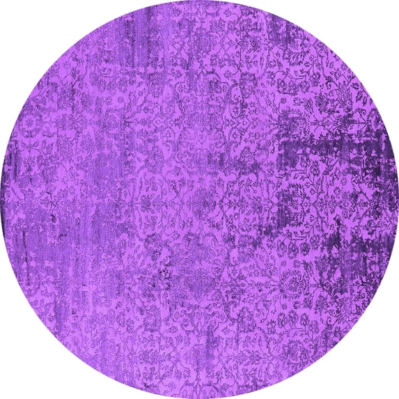 Ahgly Company Indoor Round Oriental Purple Industrial Area Rugs, 5' Round
