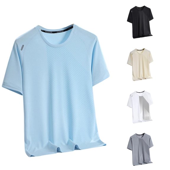 NinXxx Men's Oversized City Print Crew Neck Loose Casual Sports Tee Blue M