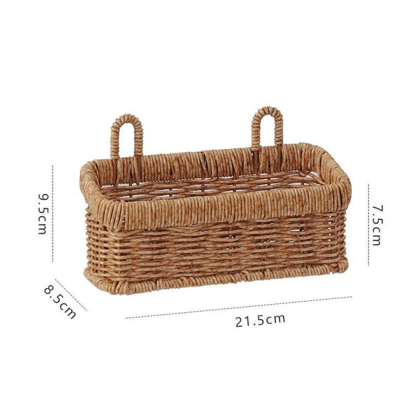 Wall Mounted Vegetable and Fruit Basket, Simulated Rattan Hanging Basket, Plastic Wall-mounted Hanging Basket, Home Decoration