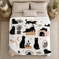 thumbnail image 5 of Black Cats Moons Whimsical, Playful Pet Portrait Pattern, Warm Flannel Blanket for Living Room and Reading Nook, Cat Lovers Friendship Gift, Pet Lover Home Decor, 5 of 9