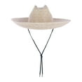 thumbnail image 3 of CTM Wide Brim Crushable Straw Lifeguard Hat with Chin Strap, 3 of 6