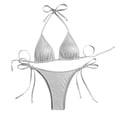 thumbnail image 4 of Conjunto de Bikini de Cintura Alta para Mujeres Bandaje sin Espalda Sólido Traje de Baño de Dos Piezas, Conjunto de Bikini de Corte Alto para Mujeres con Almohadillas Extraíbles, 4 of 9