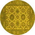 thumbnail image 1 of Ahgly Company Machine Washable Indoor Round Oriental Yellow Traditional Area Rugs, 6' Round, 1 of 4