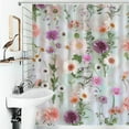 thumbnail image 3 of Floral Colorful Flower Shower Curtain for Bathroom with 12Hooks, Polyester Fabric Thick Shower Curtain Washable Waterproof Curtain, 3 of 6