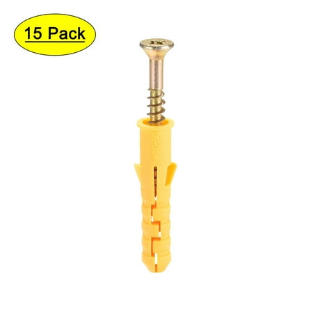 

10x50mm Expansion Pipe with Screws Plastic Yellow 15 Pack