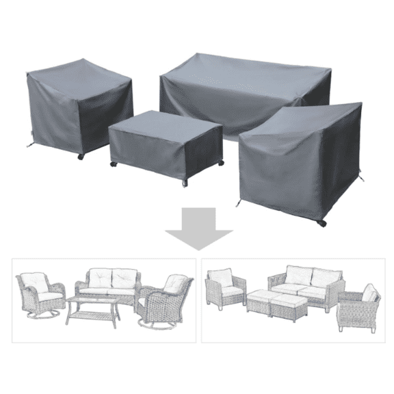 Furniture Covers,Outdoor Furniture Cover Waterproof,Patio Furniture Set Covers for 4 Piece Outdoor Conversation Set,Patio Covers Set X-Large