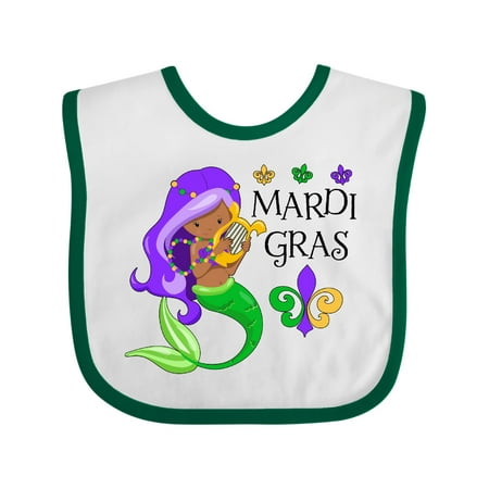 

Inktastic Mardi Gras mermaid with harp and beads Gift Baby Boy or Baby Girl Bib