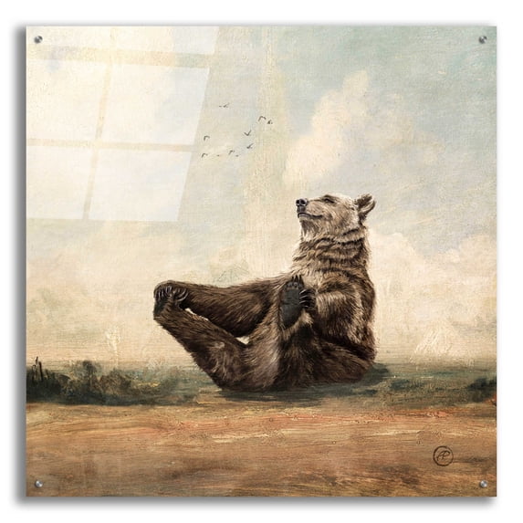 Epic Art 'Yo The Yoga Bear' by Paula Belle Flores, Acrylic Glass Wall Art, 36"x36"