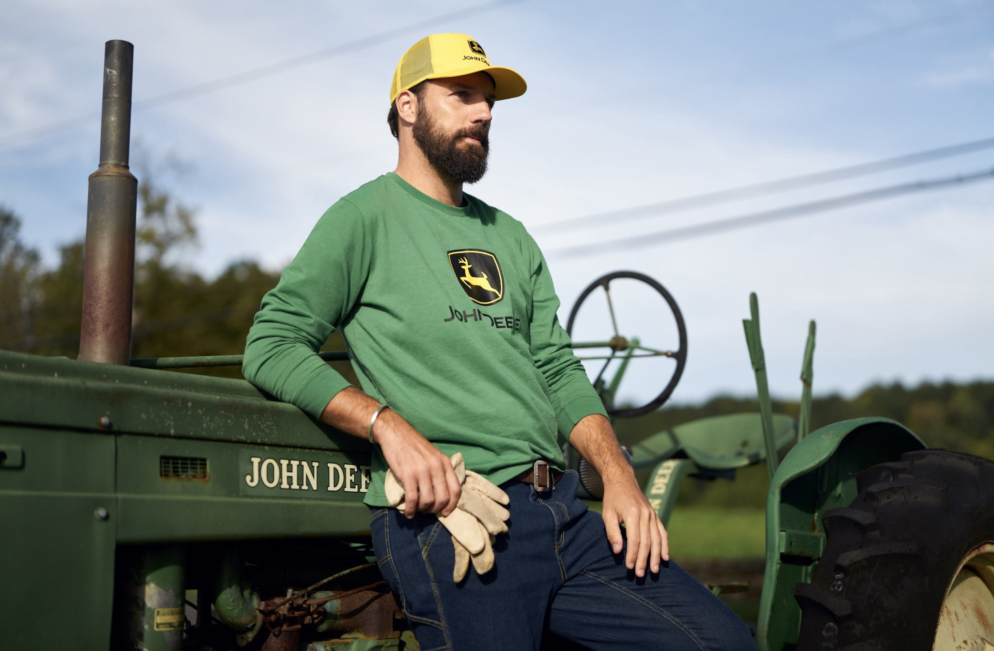 John Deere Men's and Big Men's Jersey Graphic Long Sleeve Tee T-Shirt, up to Size 3XL