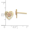 thumbnail image 7 of 14k Gold Two-tone Diamond Cut Heart & Flower Earrings, 7 of 7