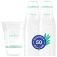 thumbnail image 1 of Vasos para bebidas frías compostables, reutilizables, 16 onzas, 50 unidades, transparentes a base de plantas, 1 of 5