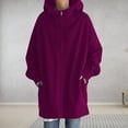 thumbnail image 3 of LAKIDAY Womens Long Zip Up Hoodie Jacket Oversized Sweatshirts Fleece Casual Pockets 2023 Fall Drawstring Long Hooded Coats, 3 of 6