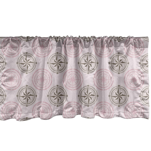 Ambesonne Compass Valance Pack of 2, Windroses Pattern, 54"X12", Pale Mauve Pale Pink