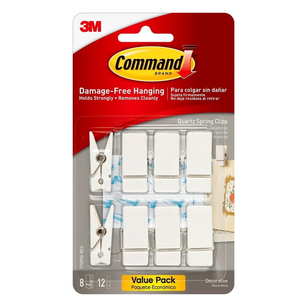 Command Quartz Spring Clips, Small, 8 Clips, 12 Strips/Pack Walmart