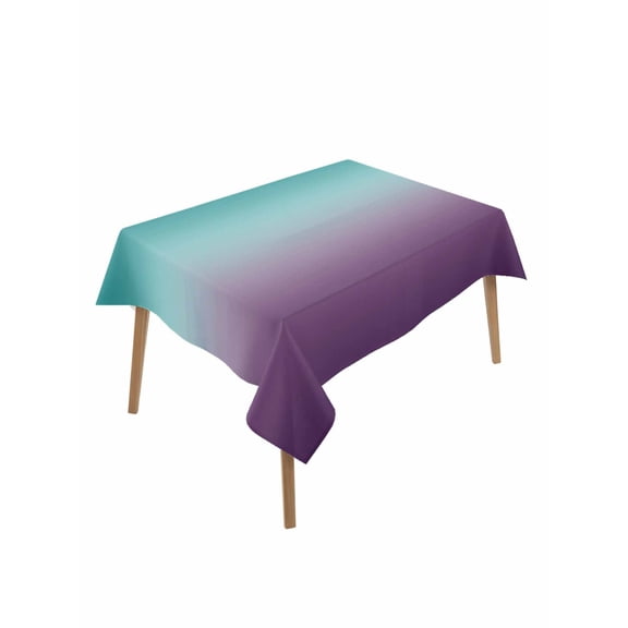 Teal Purple Ombre Table Cloth, Turquoise Gradient Modern Abstract Art Waterproof Tablecloth for Rectangle Tables, Reusable Washable Fabric Table Cover for Restaurant Kitchen Dining Tables 60"x102"