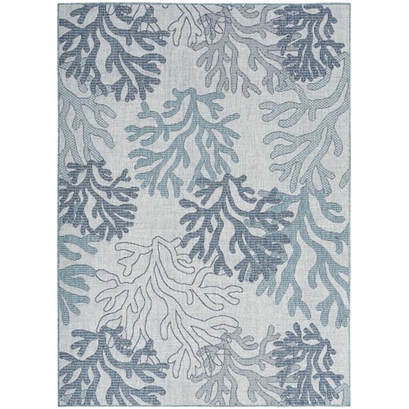 HomeRoots 550199 6 x 9 ft. Navy Blue Sky Blue & Ivory Nautical Indoor & Outdoor Rectangle Area Rug