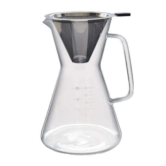 London Sip Glass Pour Over Coffee Carafe Coffee Maker with Reusable Stainless Steel Filter, Ergonomic Handle, and Easy-Pour Spout, 8-Cup (1200 mL)