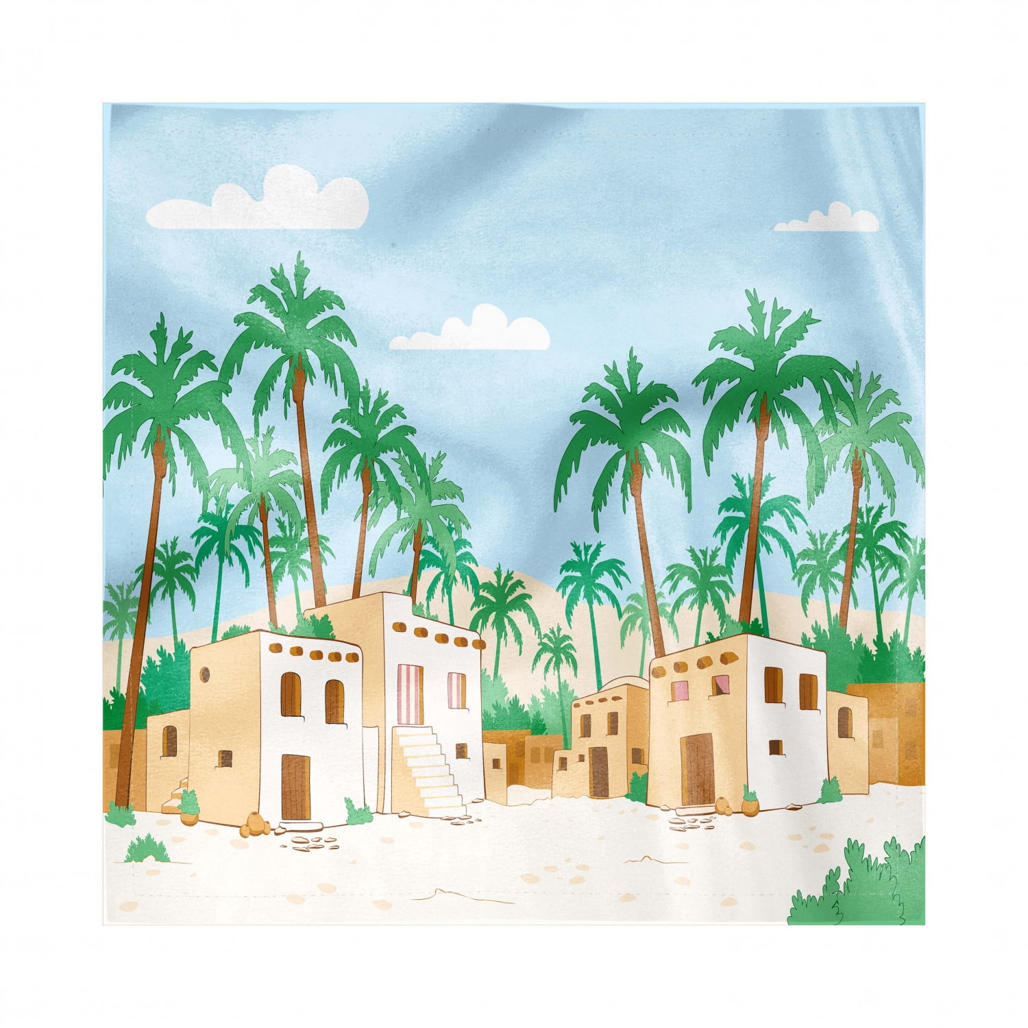Standard Size Exotic Landscape Photo of Tropical Tall Palm Tree Silhouette and Ocean at Dawn Ambesonne Sunset Place Mats Set of 4 Multicolor Washable Fabric Placemats for Dining Table