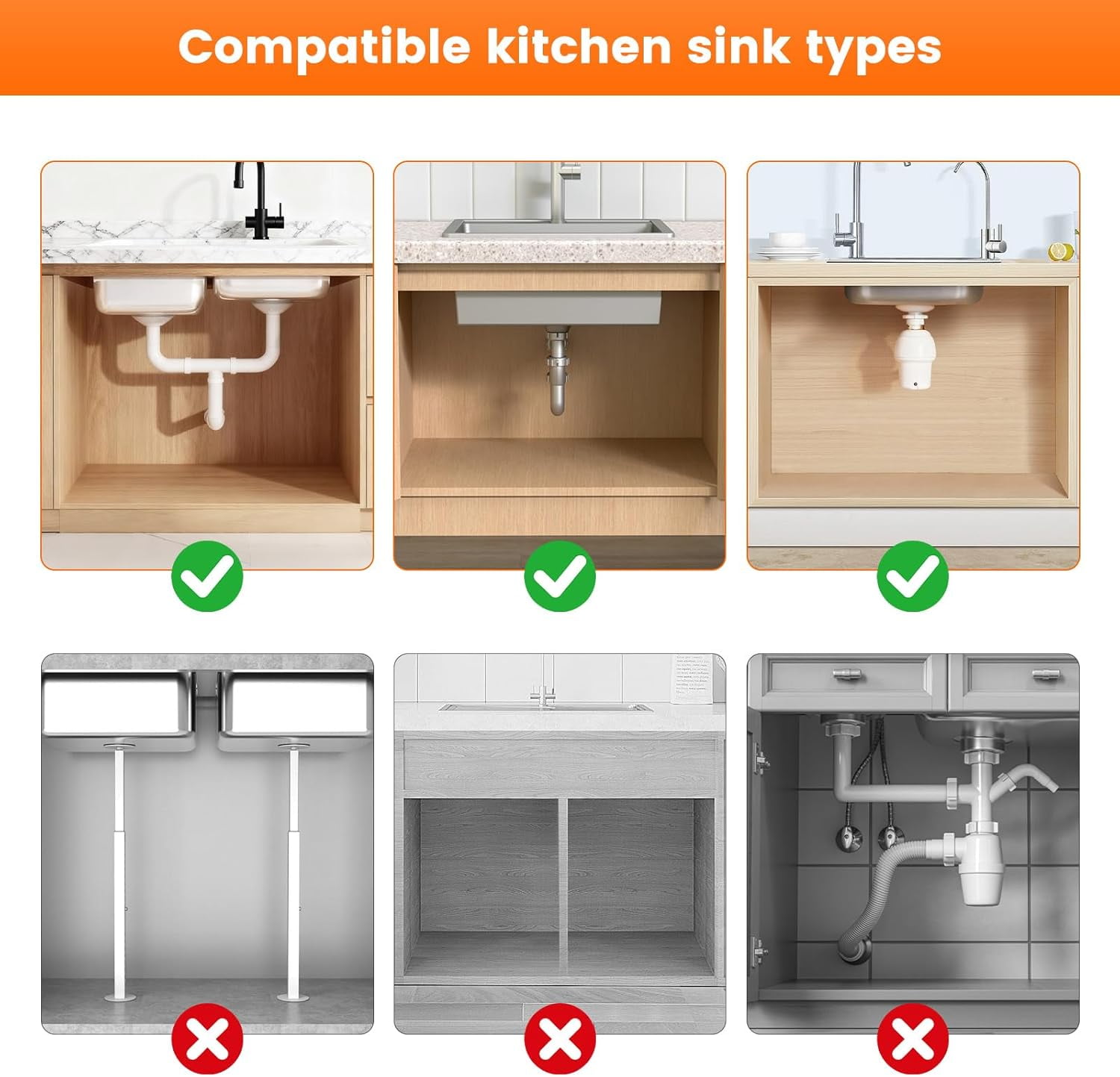 Under Sink Organizer Storage, 2 Tier U-Shape Expandable Multi-Purpose Large Capacity Kitchen Under Sink Organizers for Narrow Space Easy Access Sliding Storage Drawer with Hooks (Black)