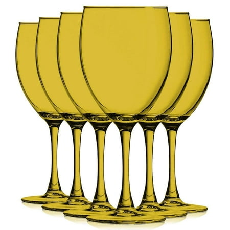 Amber Depression Glass Amber Colored Nuance Wine Glassware - 10 oz. set of 6- Additional Vibrant Colors Available by TableTop King ()