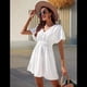 thumbnail image 4 of Vestido Informal de Verano para Mujer, Liso, con Escote en V, Volantes, Corta, Holgado, , Talla XXL, 4 of 8
