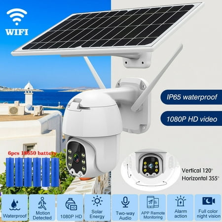 Solar Security Camera Wireless - Outdoor WiFi Spotlight Solar Battery Powered System with Solar Panel - Two Way Talk Pan Tilt, 2K Night Vision, IP65 Waterproof