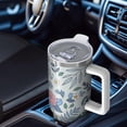 thumbnail image 6 of Floral 40oz Tumbler– Stainless Steel Insulated Tumbler with Handle and Straw, Large Capacity Travel Cup for Hot & Cold Drinks,Thanksgiving,Christmas, Spring,Flower, 6 of 6
