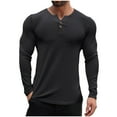 thumbnail image 2 of VgaVtl Fall Winter Men's Long Sleeve Shirts Black Clothing for Men Casual Slim Stretch Button Workout Plain Shirts,XXL, 2 of 5