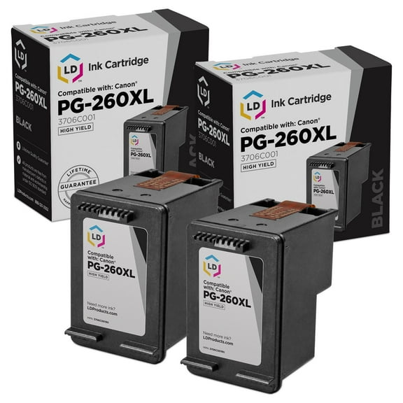 LD Products Compatible Replacement for Canon PG-260XL / 3706C001 Black High Yield 2PK Ink Cartridges