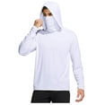 thumbnail image 2 of BLTIBY Men's Hooded Sun Shirts Summer Fishing Shirt Long Sleeve Solid Color Rash Guards Cooling Hiking Shirts with Mask Lightweight Breathable Tops White XXL, 2 of 6