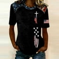 thumbnail image 2 of WAYUTE Womens T-Shirts Us National Flag Pattern Short Sleeve Crew Neck Celebrate America'S 250Th Anniversary For 4Th Of July Outdoor Activities Breathable Tops,Black,L, 2 of 4