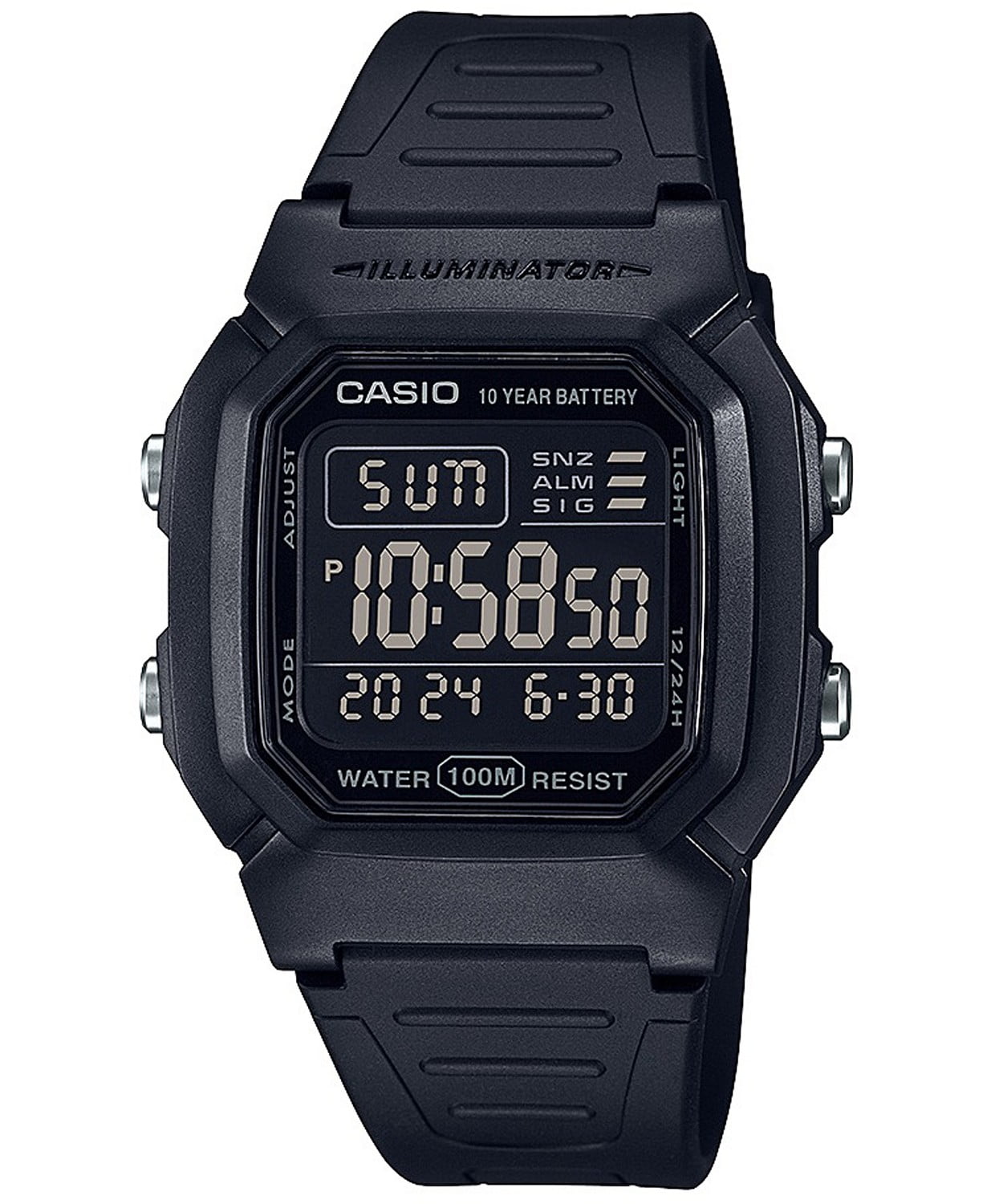 Casio Classic Digital 100m Black Resin Watch - Walmart.com
