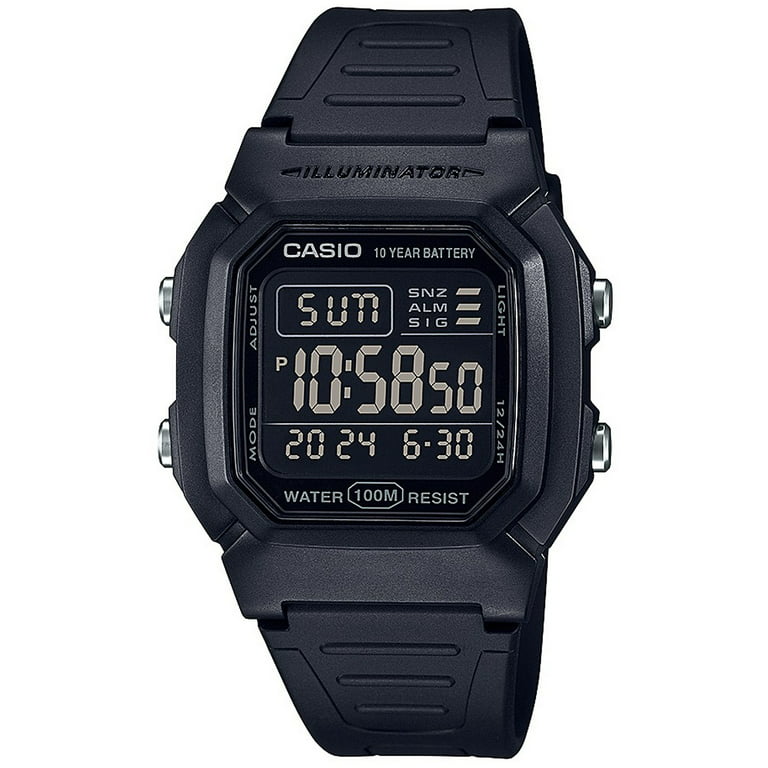 Casio Men's Classic Digital Quartz 100m Black Resin Watch W800H 1BV