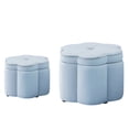 thumbnail image 6 of Aukfa 24" Set of 2 Round Storage Ottomans, Flower-Shaped Nesting Pouf Footrest Stools for Living Room, Bedroom, Dorm, Blue, 6 of 8