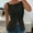 Black, variant on ZOELNIC Womens Vest Top Trendy Button Up Tank Tops Asymmetrical Y2k Going Out Top, S
