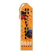 Angle View: Pack of 6 Golden Yellow "Basketball Star Award" School Award Ribbon Bookmarks 8"